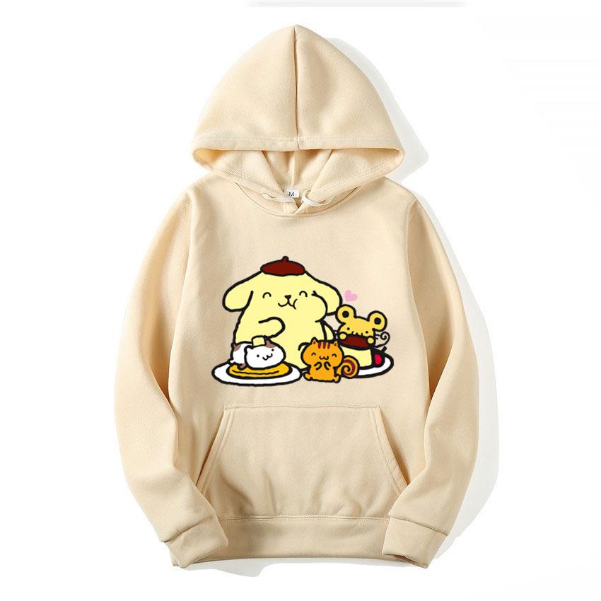 2025 new fashion Men's and women's hooded sweatshirts Purin cartoon fluffy sweater couple's yellow sportswear spring autumn
