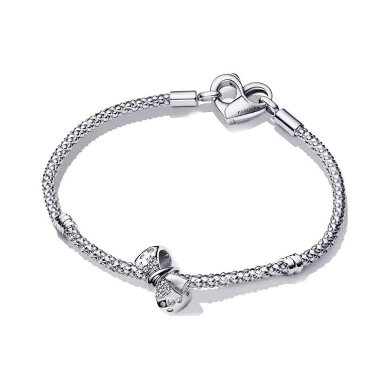 Pandora Bow love decoration 925 silver synthetic cubic zirconia bracelet women s silver ZT3077