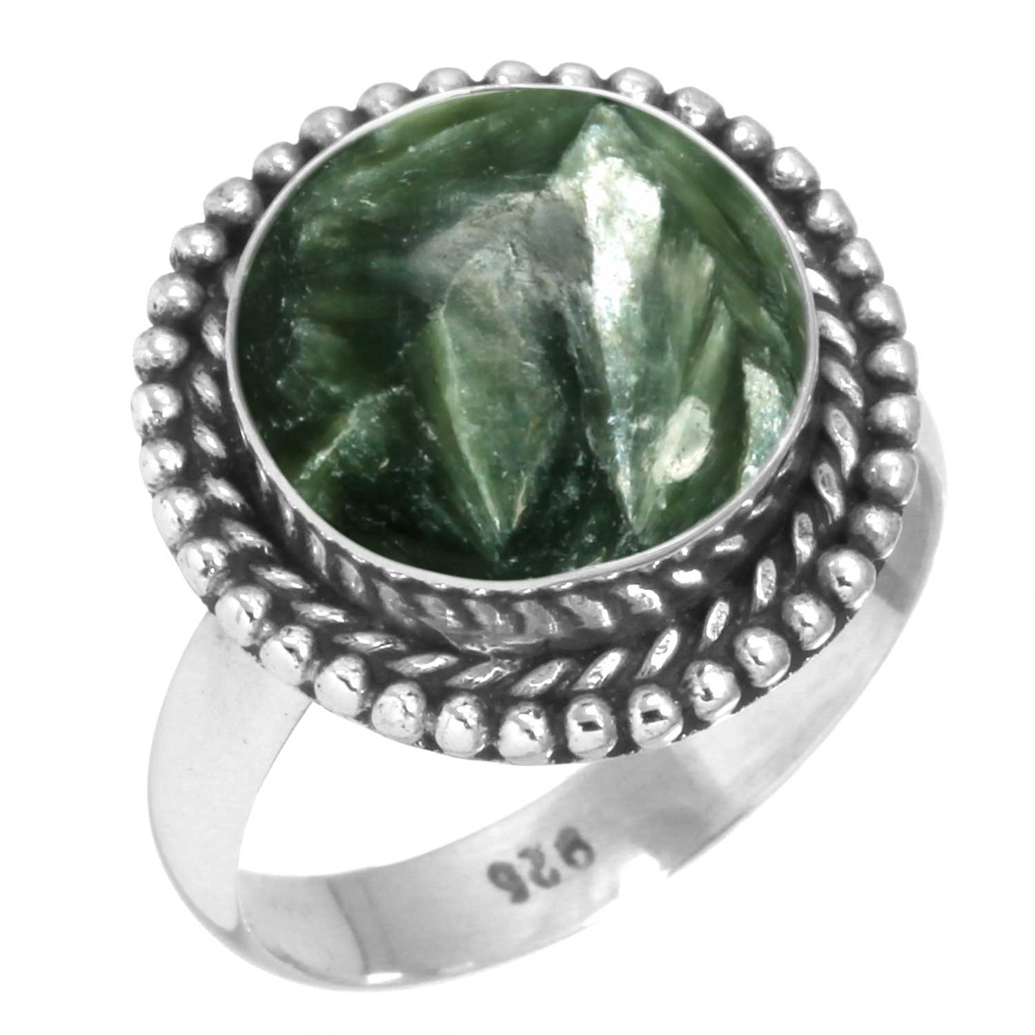 

Кольцо из стерлингового серебра 925 пробы, женское ювелирное изделие ручной работы, подарок на День благодарения, смитсонит, губчатый коралл, серафинит, шаттакит, тулит, дикая лошадь 12.5