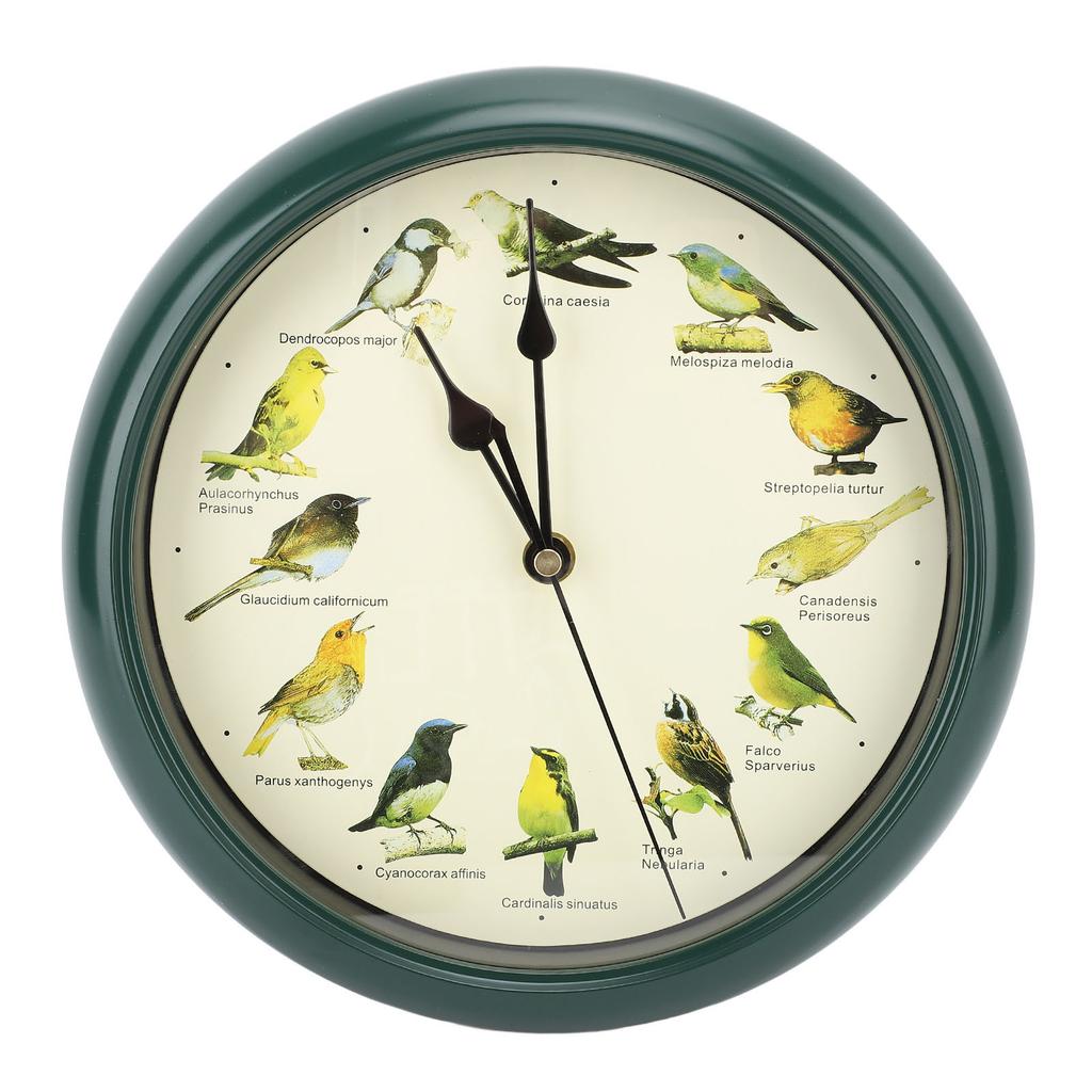 10 Inch Wall Clock Multipurpose Cuckoo Round Silent Punctual Bird Calls Christmas Music Indoor Wall Clocks for Living Room