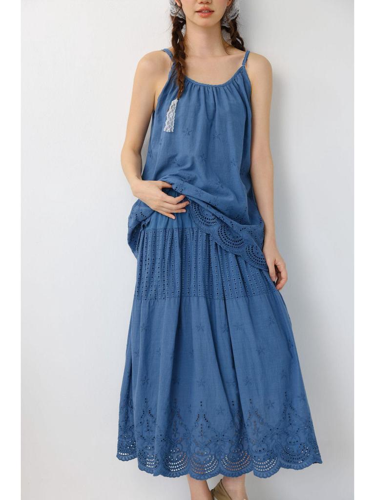 Spring Sweet Mori Girl Embroidered Lace A-Line Skirt