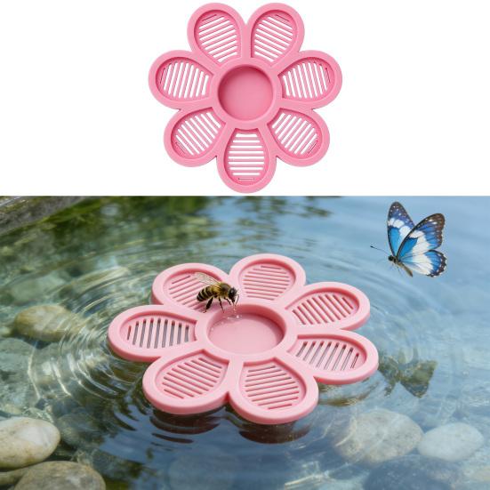 Floating Bee Station Flower Shaped Floating Bee Watering Station Butterfly Bee Feeder for Feeding Bee Bath Outdoor Garden Decor