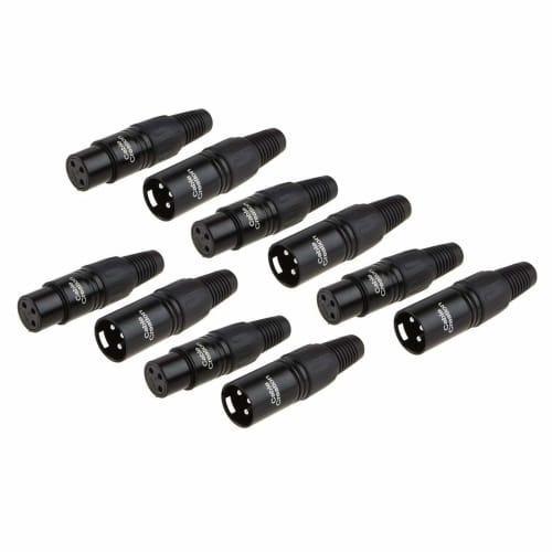 XLR Connectors, CableCreation 5-Pack XLR 3-Pin Male/Female Audio Microphone Connectors, Black