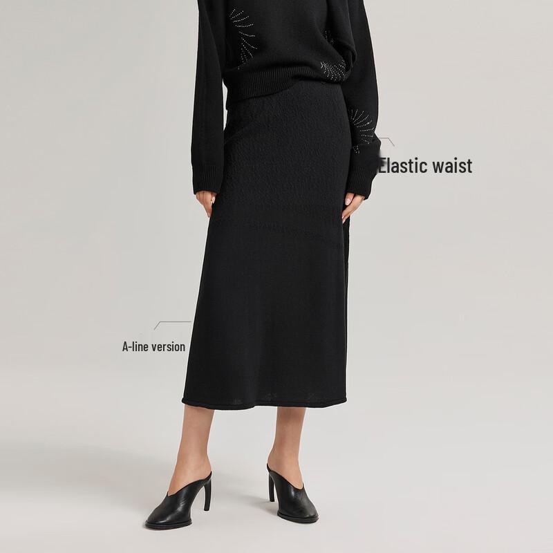 ELLE Women's High-Waist A-Line Long Skirt