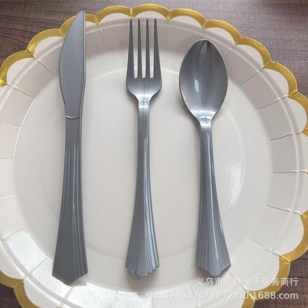 Fluorescent Green Green Pink Dovetail Knife And Fork Spoon Family Banquet Supplies Colored Tableware Western Food Fruit Knife And Fork