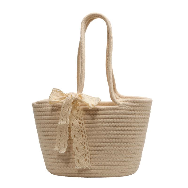 Handmade Knitted Vegetable Basket Bag for Women New Fashion Souvenir Bucket Bag for Women Ins Niche Handbag