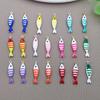 20Pcs Enamel Fish Charms Stainless Steel Fish Pendants Double-sided Striped Mini Fish Charms for DIY Jewelry Making Earring Necklace Bracelet Keychain