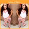 Modische Kleinkind Mädchen Kinder Blumen Oberteile Hosen Hosen Stirnband 3er Outfits Set Kleidung