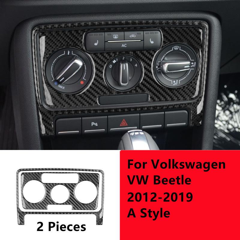 Carbon Fiber Car Center Console Air Conditioning CD Control Panel Cover Trim Strips Decoration Sticker For Volkswagen VW