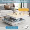 Couchtisch quadratische Drehbarer Moderner verstecktem Ablagefach, kreativer Sofatisch Kaffeetisch Mitteltisch Home Office, Weiß & Marmor