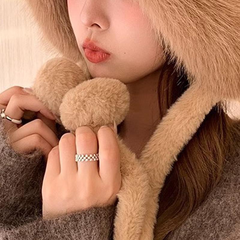 Winter Cartoon Bear Plush Hat Women Cute Warm Ear Protection All-Match Furry Lei Feng Hat