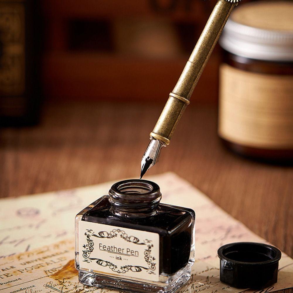 Replaceable 5 Nib Metal Signature Pen European Style Feather Pen  School Supplies