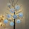 Blue Snowflake Wooden Ornaments Double-sided- Nordic Christmas Tree Decor & Cabinet Hanging for Holiday Home Party