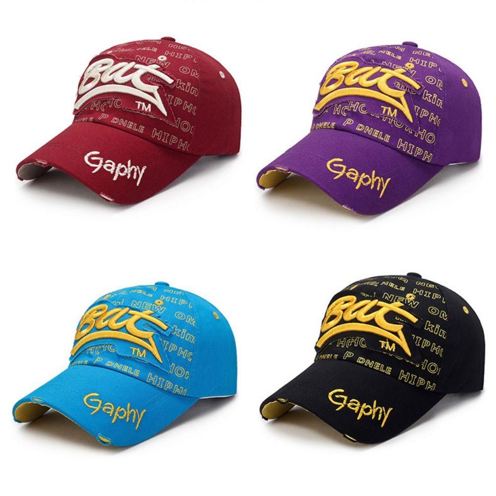 Adjustable Baseball Hats Hip-hop Peaked Cap Versatile BAT Embroidery Hats  Man Women Outdoor Sports