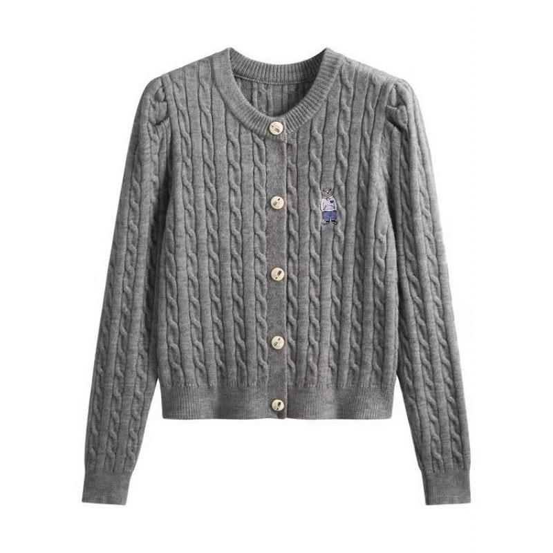 Autumn New Knitted Sweater Jacket Embroidery Women Short Wool Outwear Slim Twist Knitted Cardigan Cashmere Sweet Knitwear One Size