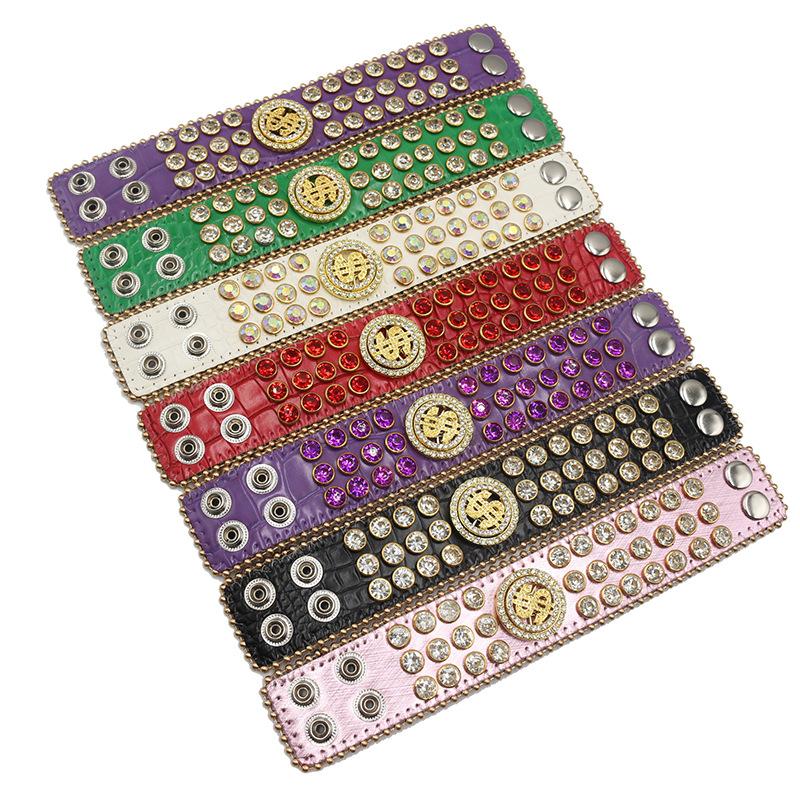 Popular European and American Luxury Rhinestone Bracelets Design Diamond-encrusted PU Leather Bracelets