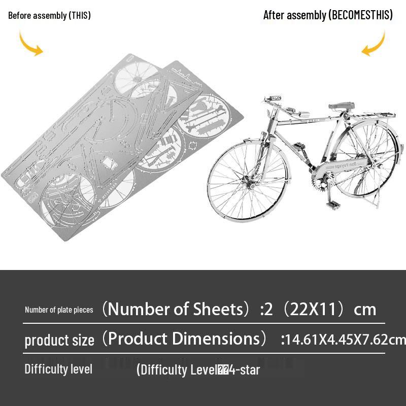 Retro 3D Metal Bicycle Puzzle: DIY Nostalgic Handmade Assembly Model