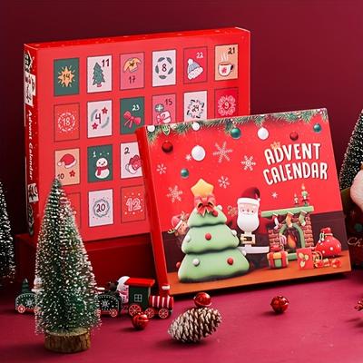 Vánoční adventní kalendář s vánočními překvapeními a potiskem Santa Clause, 24 dní odpočítávání do Vánoc pro děti (pouze Box)