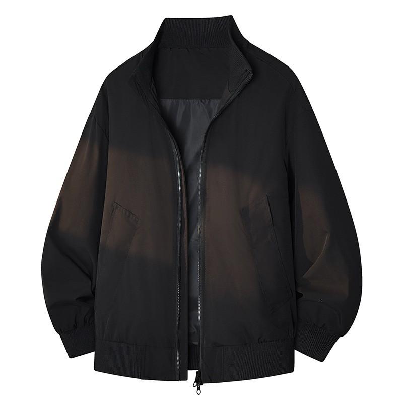 Mens Stand Collar Flight Jacket Winter Loose Fit Short Casual Cotton Blend Outerwear