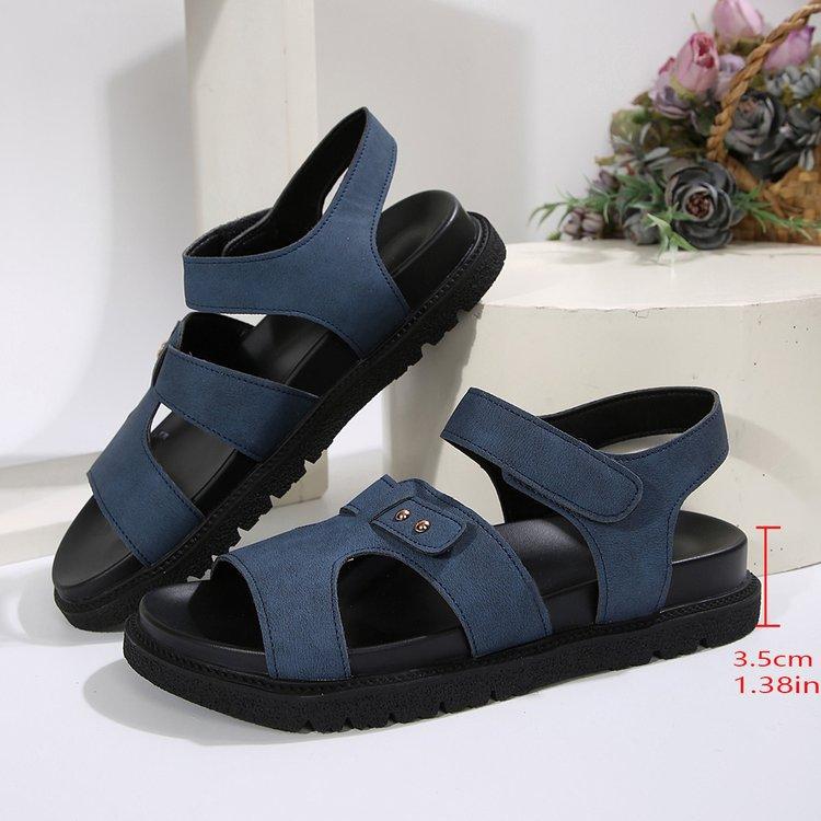 Fashion 2025 Large Size Women Sandals  New Style One-word Solid Color Casual  Thick Bottom Fashionable Beach Sandals Sandalias De Mujer