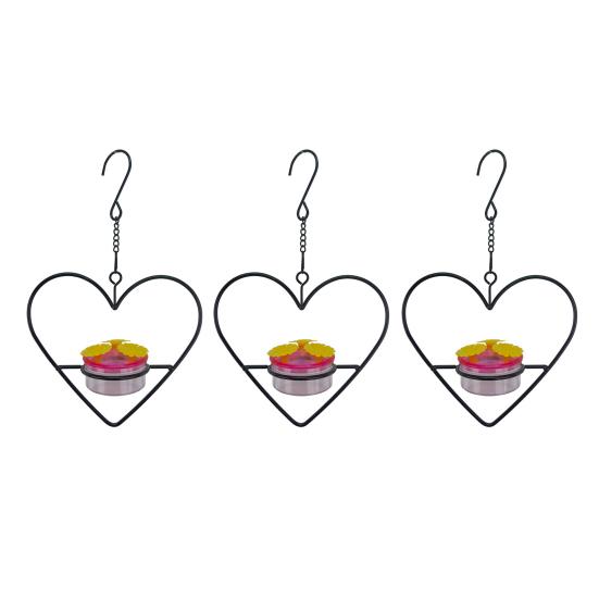 Hängender Kolibri-Futterspender für draußen, runder Vogelfutterspender in Herzform mit 3 Futteröffnungen, ameisen- und bienensicherer Kolibri-Futterspender für die Veranda/Terrasse