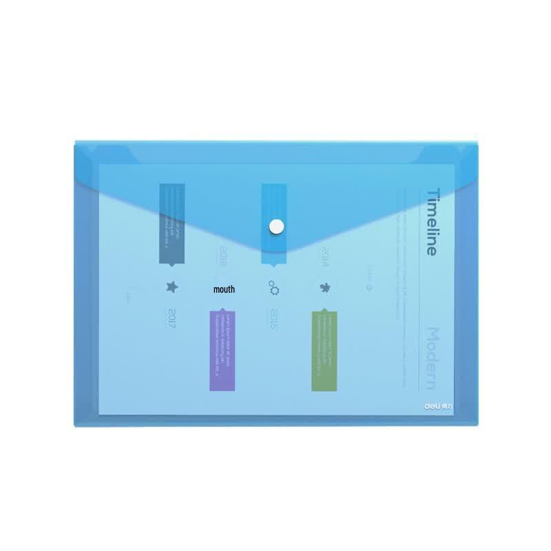 Deli A4 Transparent Snap Button File Bag