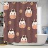 Farm Fresh Animal Pattern Shower Curtain Waterproof Bathroom Decor For Kids Room Brown Cow Print Shaggy Bath Mat 30X72 Inches Pi