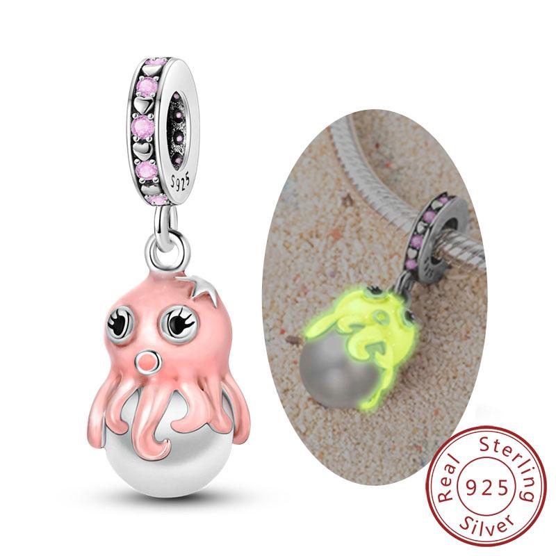 Luminous Series Copper Charms Beads Pendant Firefly Elf Paw Planet Charm Fit Original Bracelet Women Jewelry Gift