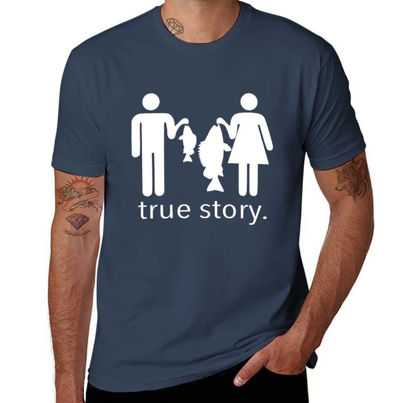 True Story Fishing Tshirt Casual Basic Street Style Tshirt S