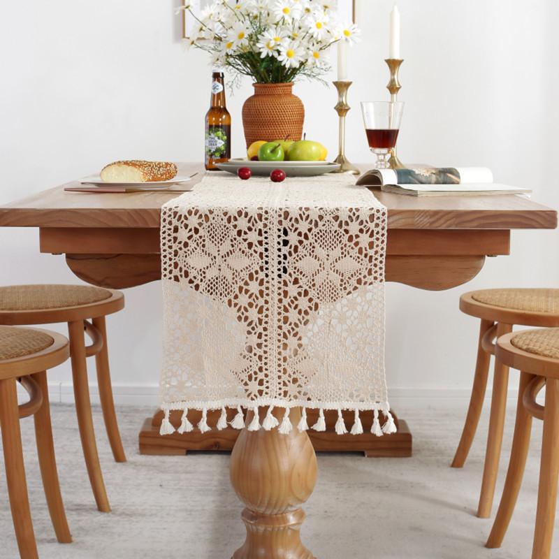 Beige Yarn Faux Hand Crochet Craft, Geometric Small Rhombus Pattern, Exquisite Hollowout Imitation Lace Country Romantic Fresh Leisure Series