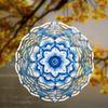 2D Mandala Flower Metal Wind Spinner - Blue & White Kinetic Hanging Decor for Indoor/Outdoor Use, Perfect Christmas & Thanksgiving Gift
