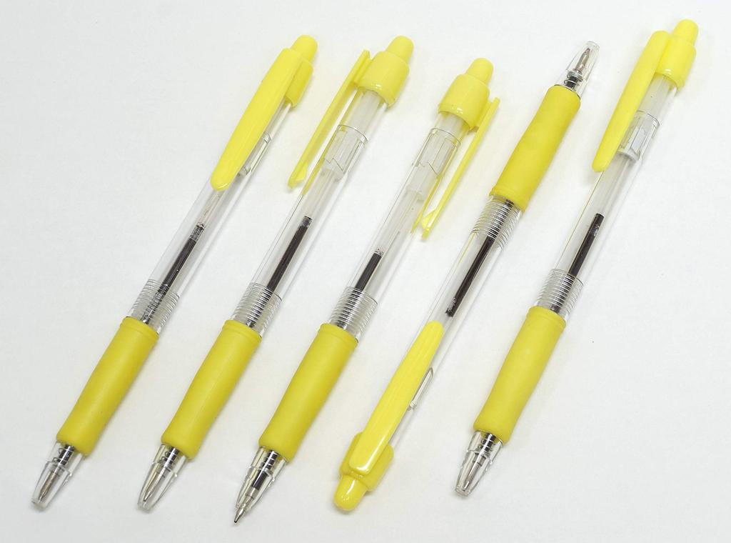 Rubber Grip 904 Ballpoint Pens, 70-Pack, Semi-Transparent Body, Yellow, T23-V-904-70-Y