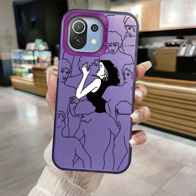 Smiling Face Case For Xiaomi Mi 11 Lite 5G NE 13T PRO 14T Redmi A5 A1 A2 9A Poco C71 Shockproof Hard Back Cover Line Art Sketch