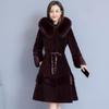 Fur Sheep Shearling Coat Women's New Winter Mother Fox Fur Hooded Thickened Coat Mid-length