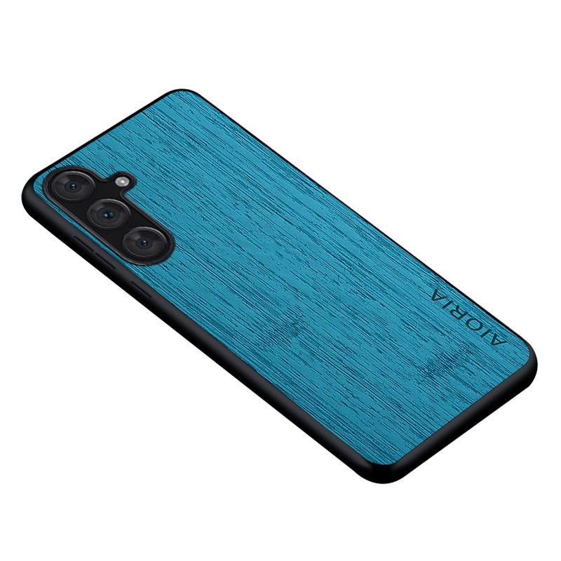 

AIORIA For Samsung Galaxy A34 5G Case Bamboo Texture Design Leather Hybrid Cover Cyan