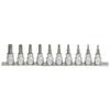 Screwdriver Sockets - 3/8'' - HOLE-THROUGH TORX - On Rail - Matt CHROME - 10 Pcs KS TOOLS