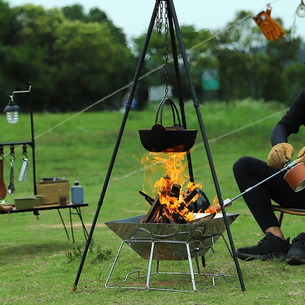 Cast Iron Dutch Pots With Wood Lid Cooking Hotpot Picnic Hanging Soup Pots Camping Cooking Pots Outdoors Accessories
