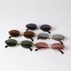 Luxury Metal Frame Women Rimless Oval Sunglasses  Design Brown Sun Glasses Men Classic Frameless Round Shades Sun Glasses
