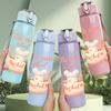 1PC Little Miss Chef Letter Graphic 750ml Color Plastic Sports Water Bottle Leakproof Flip Straw Lid For Sports Office Home Use