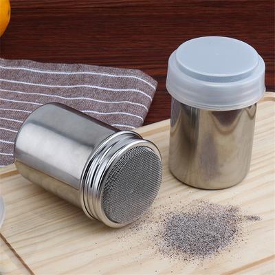 Shaker à café en acier inoxydable, cacao, chocolat, farine, sucre en poudre, tamis, filtres, mousse, spray, cuisine, gâteau, barbecue, outils avec couvercle