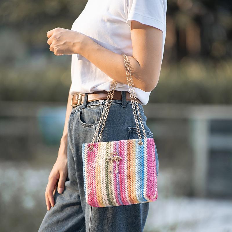 Fashion Trend Colored Shoulder Chain Tote Bag New Versatile Niche Cute Women's Bag