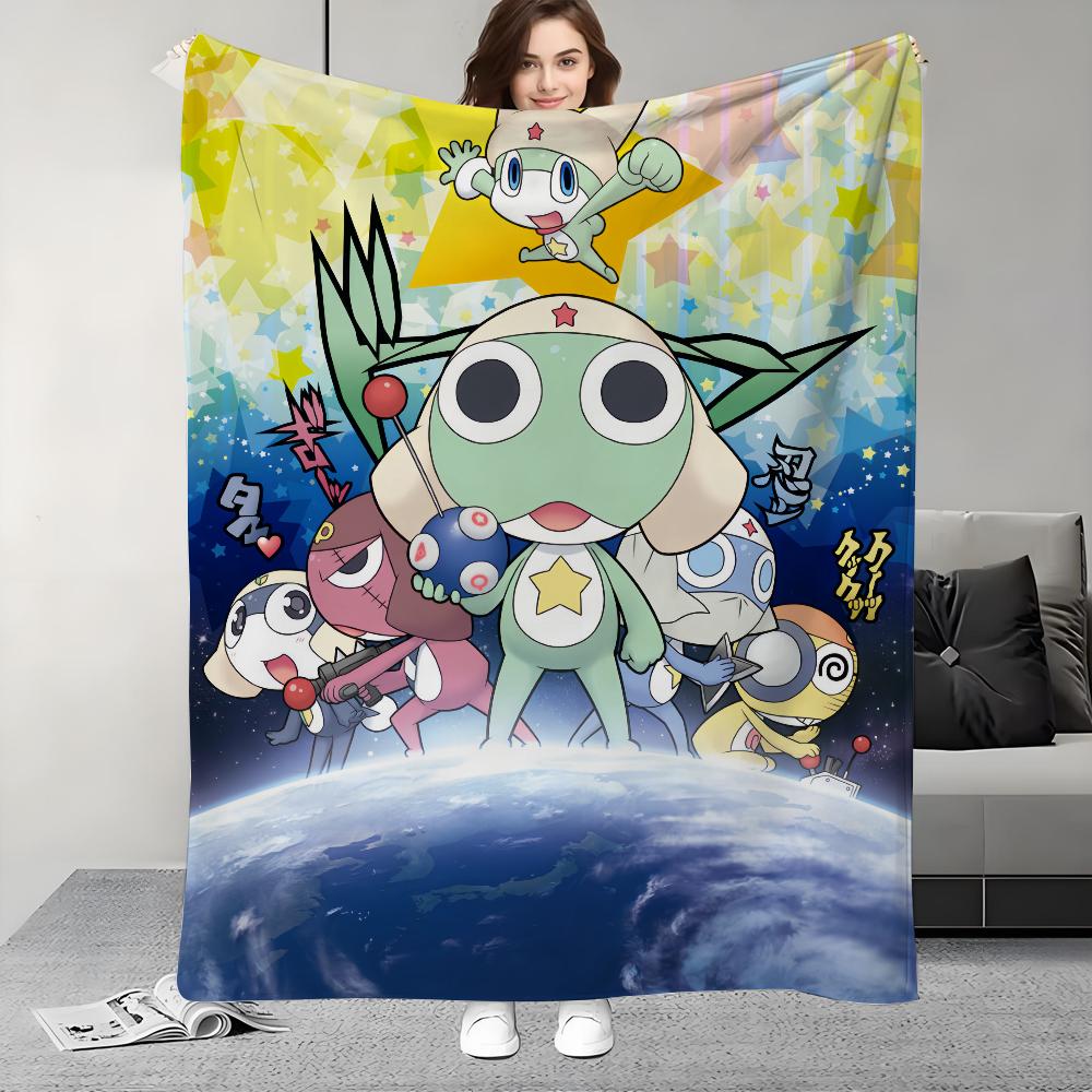 Funny Cartoon Keroro Gunsou Frog Blanket Design Lightweight  For Dorms, Naps, Living Room, Office,Sofa,All-Season