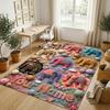Elephant Theme Crystal Velvet Rug Personalized Custom Name Text Soft Floor Mat Home Decor
