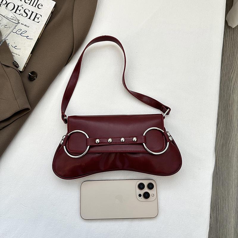 Bags This Year's Popular Bags 2025 European and American Fashion Rivet Shoulder Bag Women's Personality Versatile Retro Underarm Bag