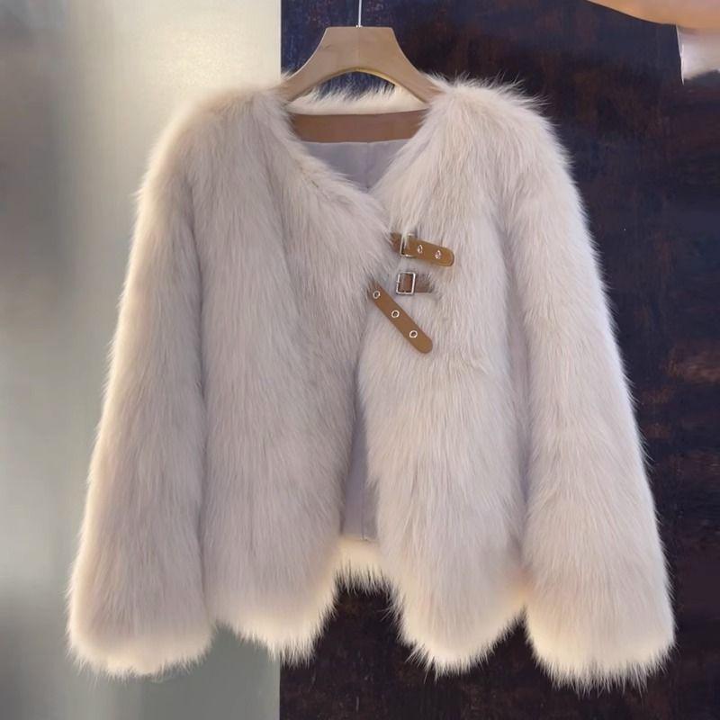 Winter Fashion Fluffy Fur Coat Women High Street Elegant Thick Warm Faux Fox Fur Jacket Female Overcoats Outerwear
