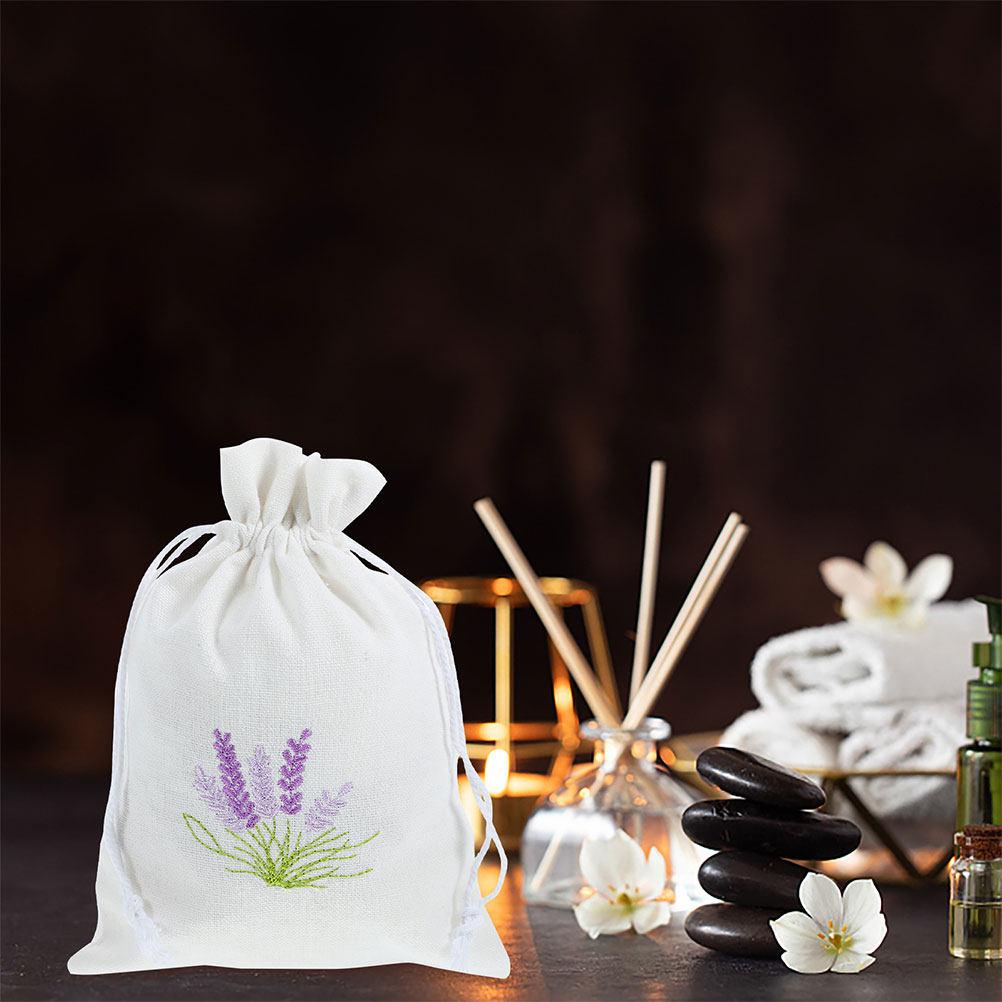 Empty Lavender Pattern Fabric Sachet Bag Drawstring Closure for Dried Herbs Closets Drawers Suitcases Wedding Favor Pouches