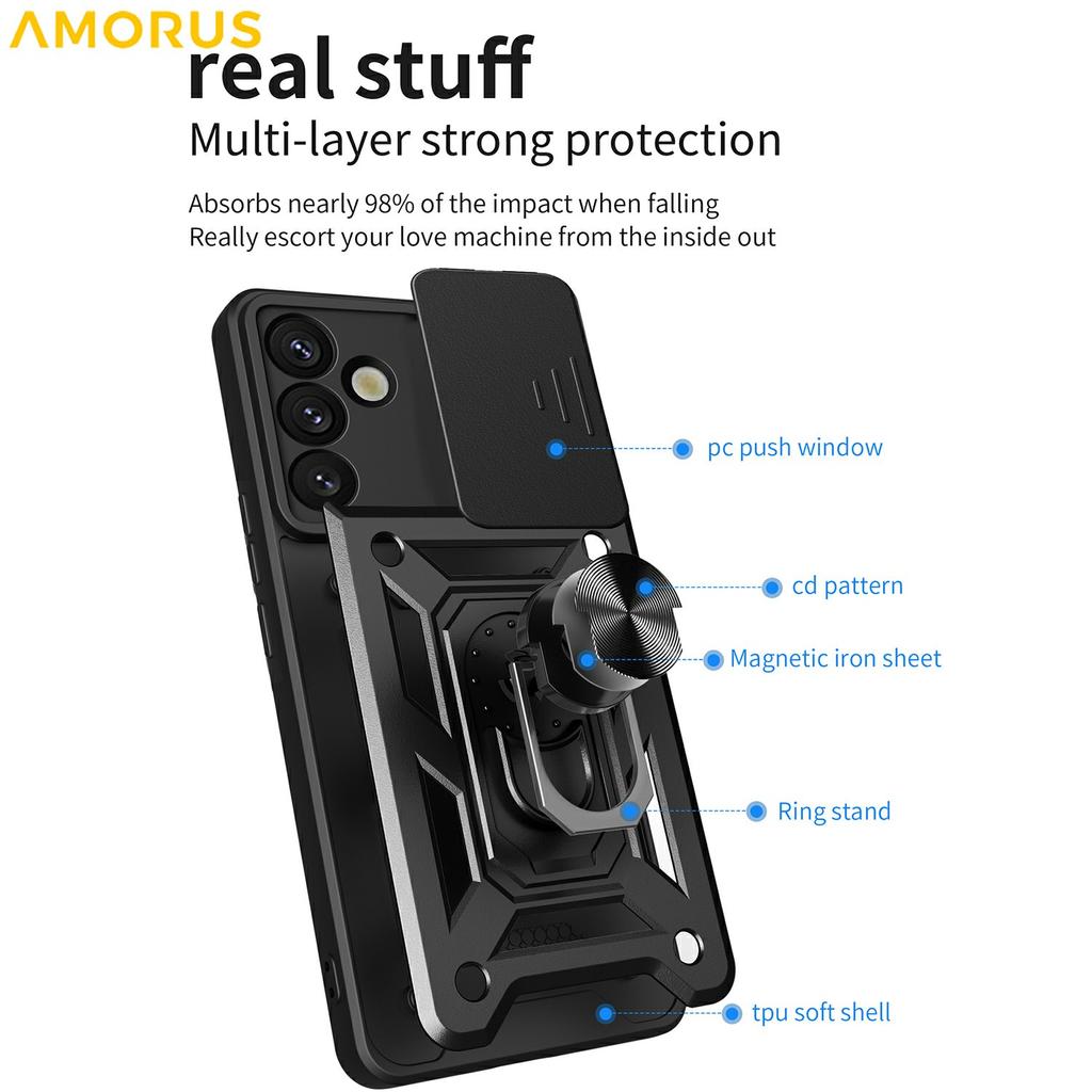 Für Samsung Galaxy S26+ Hülle mit Schiebe-Kameradeckel PC + TPU Ständer Handyhülle