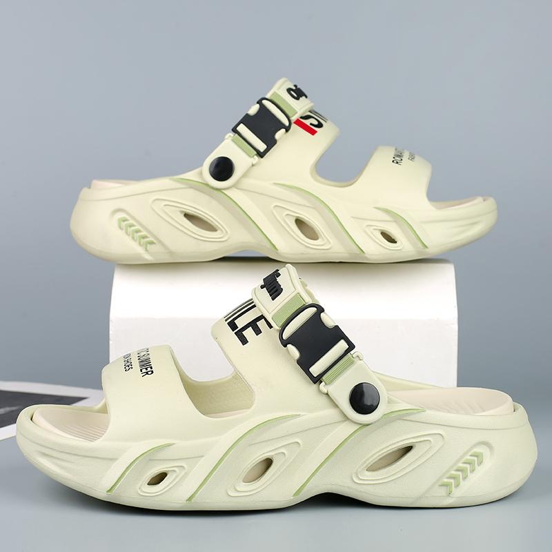 

Летние мужские сандалии для отдыха на открытом воздухе, пляжные тапочки, удобные толстые мягкие сабо, мужская повседневная обувь, женская садовая обувь, мужские пляжные сандалии 36-37 зелёный