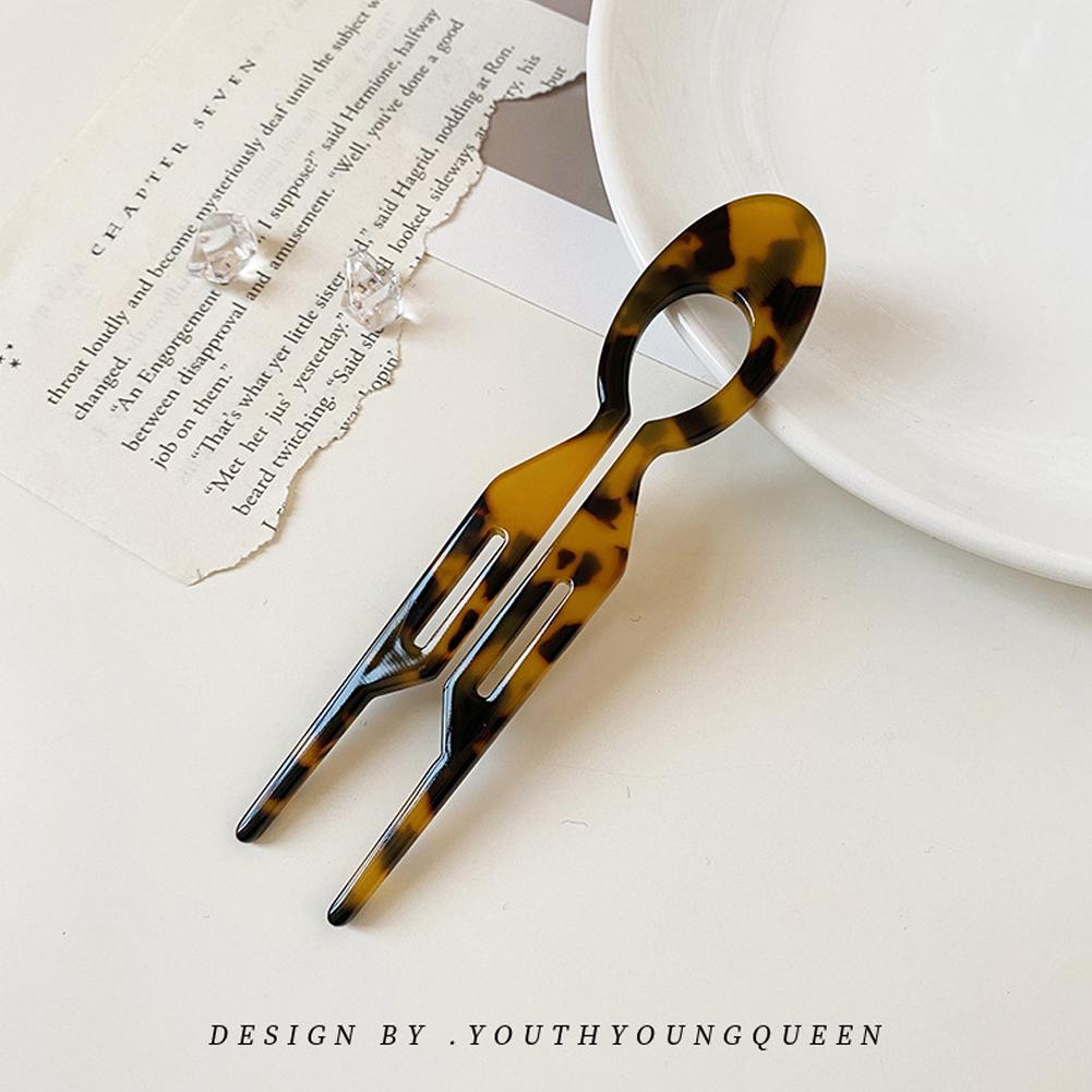 

U-образные простые геометрические палочки для волос из ацетата, черепаховые шпильки для женщин, ретро, для молодых девушек, украшения для вечеринок, подарки Deep Leopard