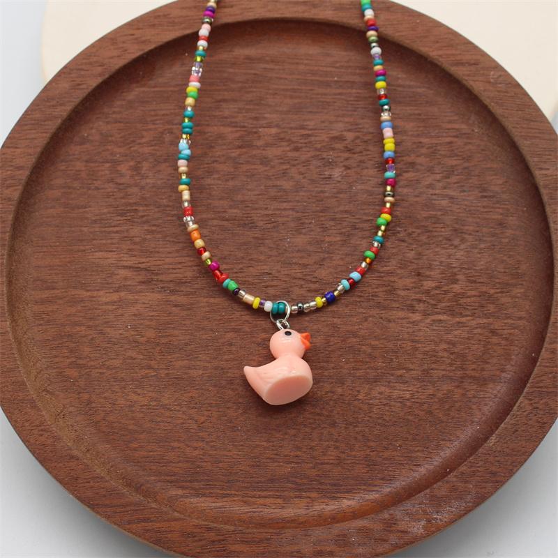 

Fashion Cute Small Cartoon Little Yellow Duck Charms Pendant Necklace Short Chain Collar Handmade Choker Accessories Jewelry
